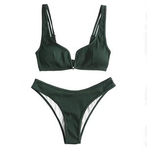 zaful forest green bikini